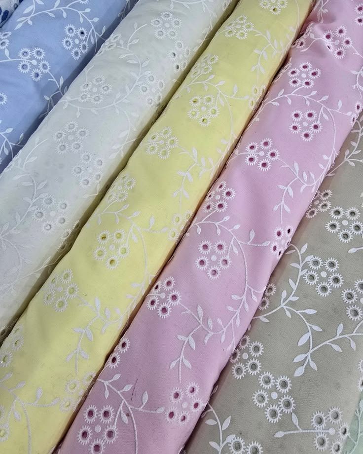 Embroidered cotton fabric stack