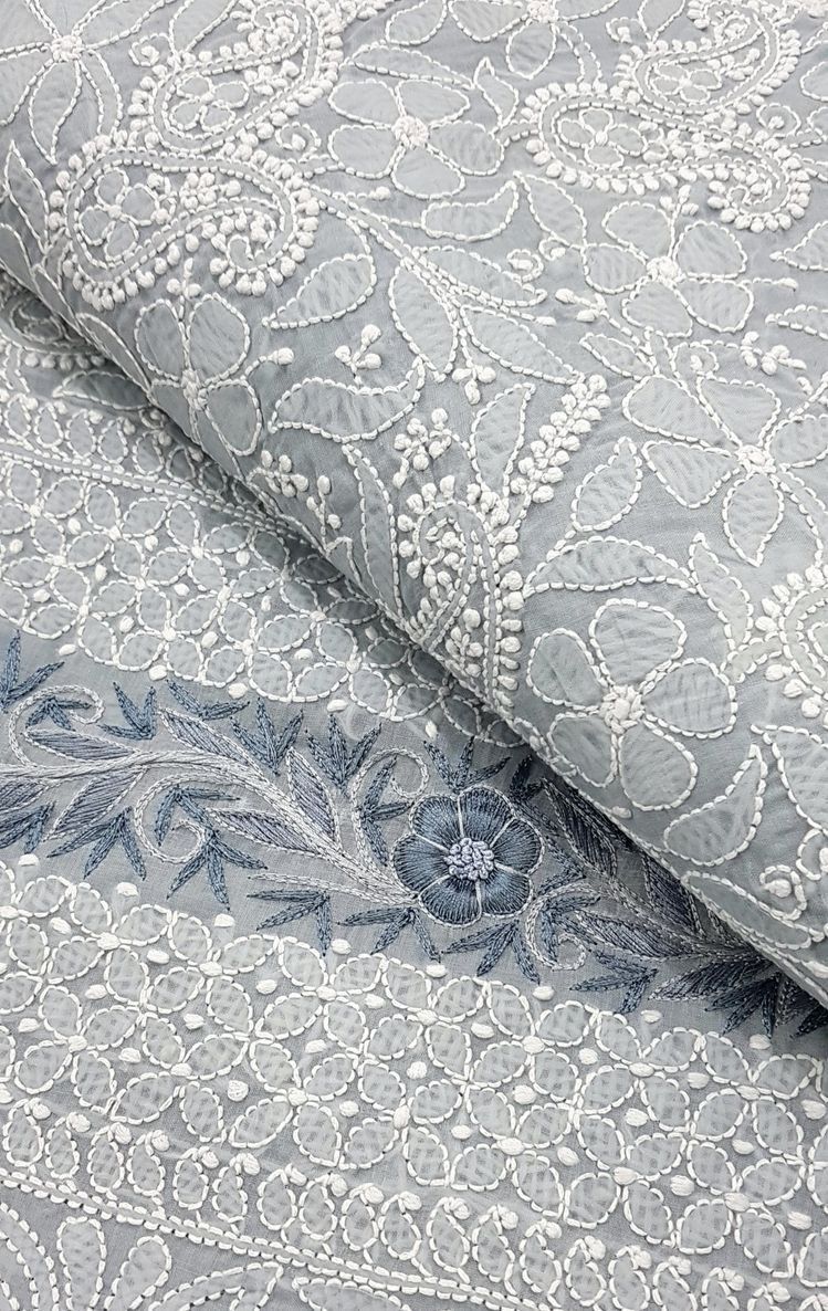 Pastel embroidery fabric assortment