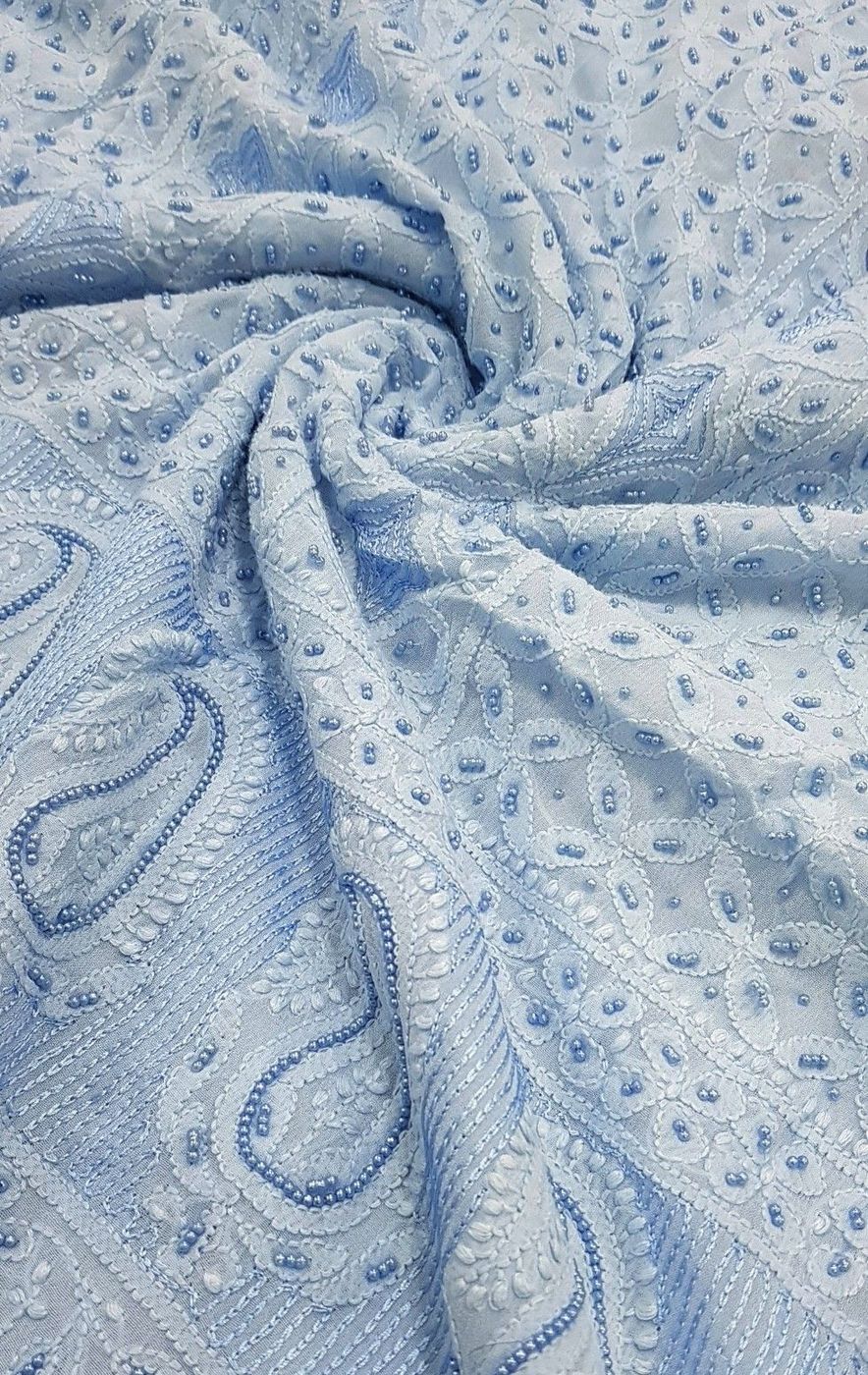 Grey floral embroidery fabric